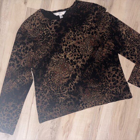 Vintage Conrad C Leopard Top with Gold Metallic Accents L/G - Picture 1 of 9